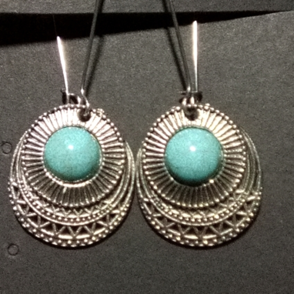 Blue rhinestone earrings